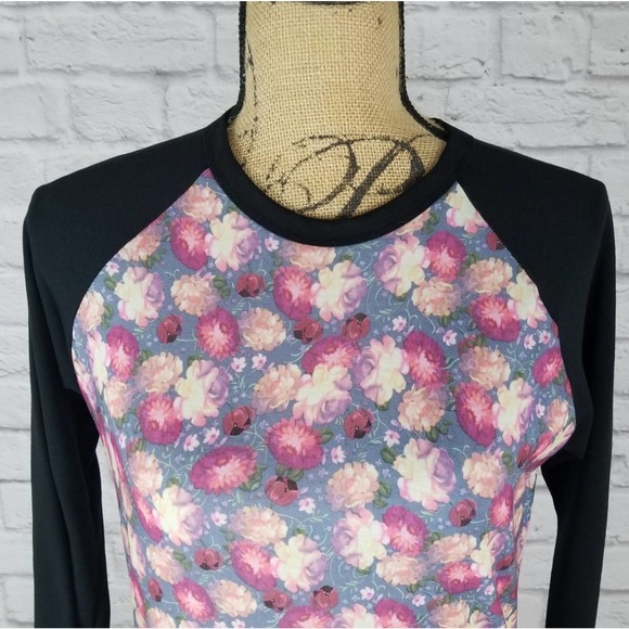 LulaRoe Randy Baseball Style Floral Boho Top w/Raglan Sleeve | XS/Extra Small - Picture 3 of 8